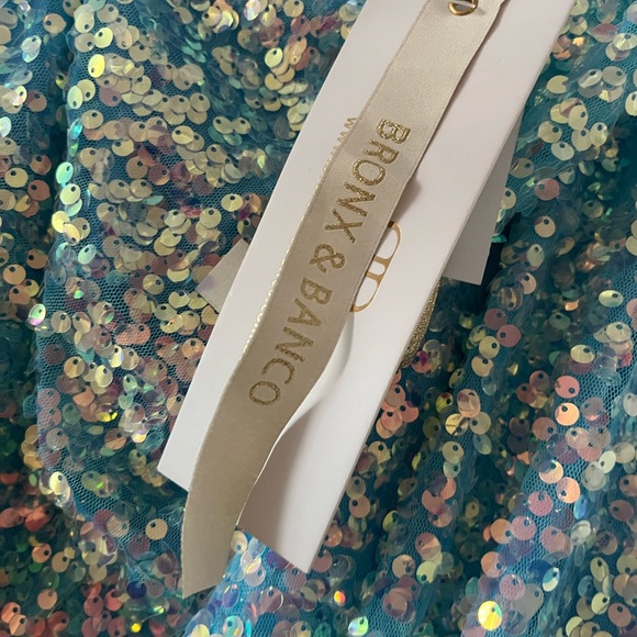 BRONX and BANCO Sky Blue Galaxy One Shoulder Sequin Mini Dress Large $650! - Picture 6 of 6